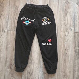 Folli Follie Black Sweatpants for girls– Cool Fashion Embroidery